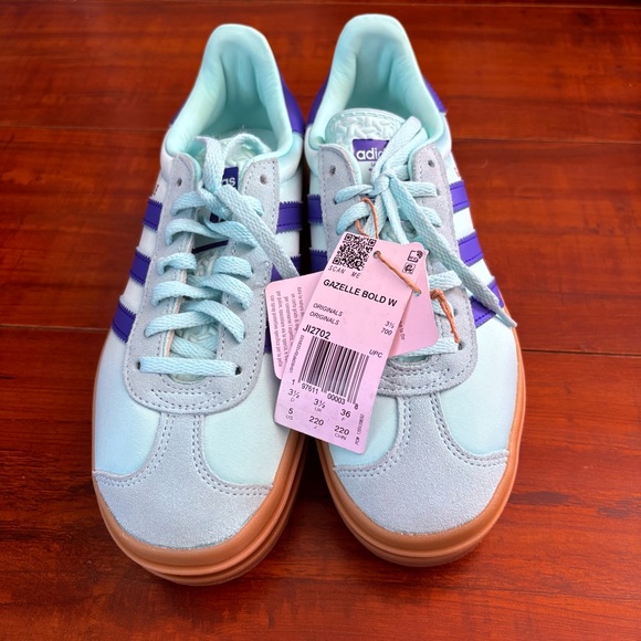 Adidas Gazelle Women's Sneakers - Light Blue & Purple with Tan Sole (w/out box) - Picture 5 of 7